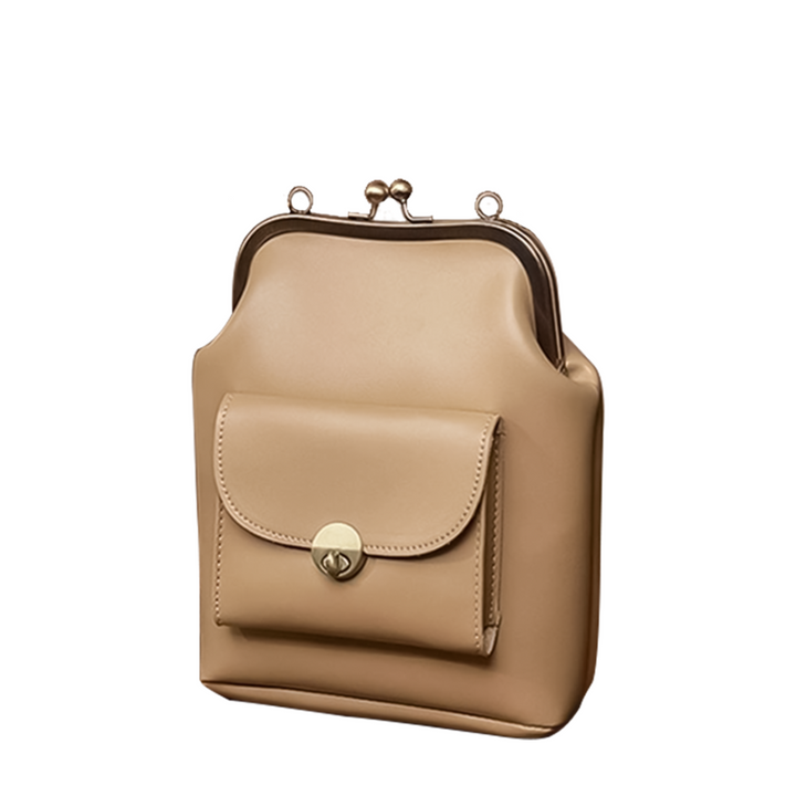 Sac à Main Femme en Cuir Vintage — Fermeture Bouchon Rétro Chic