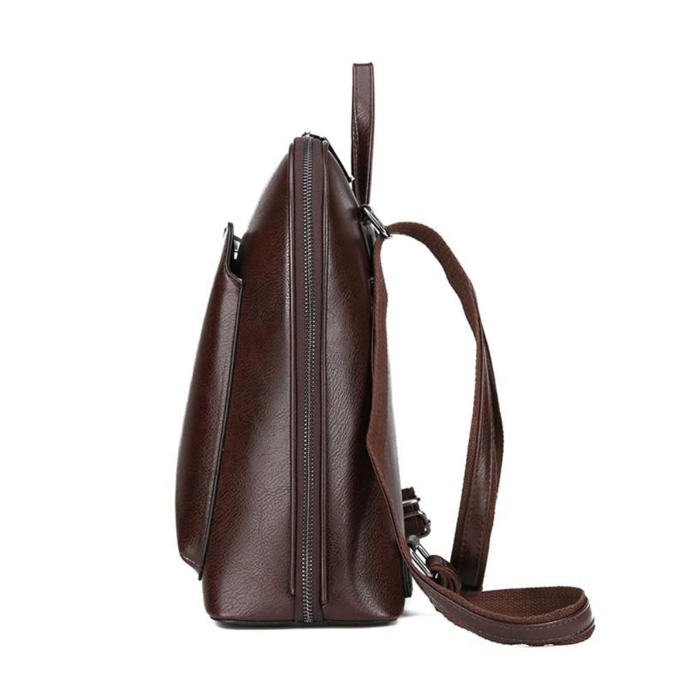 Sac à Dos Femme en Cuir Vegan — Classique avec Double Fermeture Éclair
