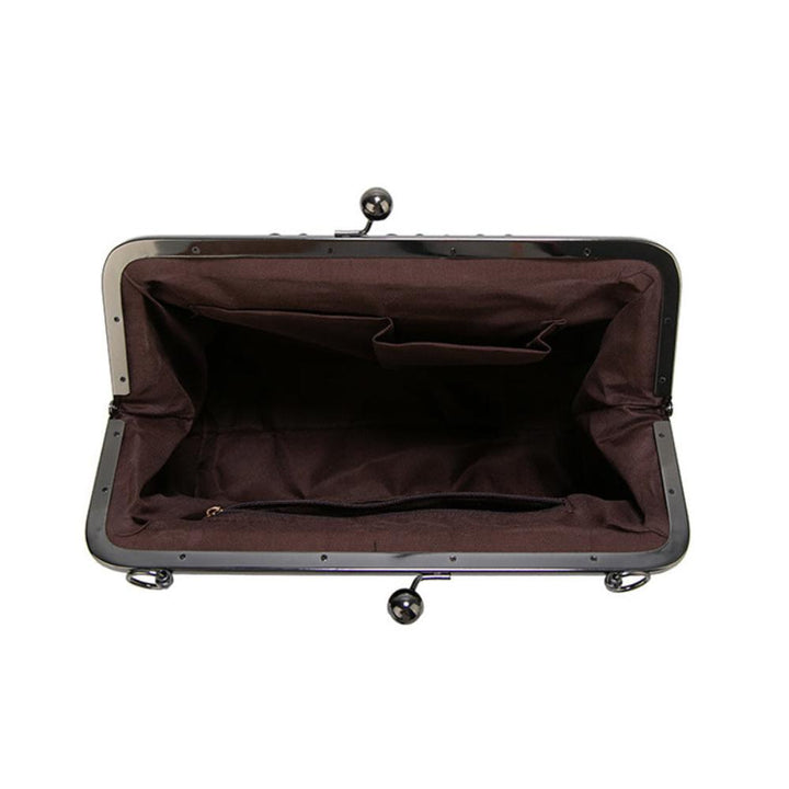Sac à Épaule Femme en Cuir Vintage — Fermeture à Baiser Rétro