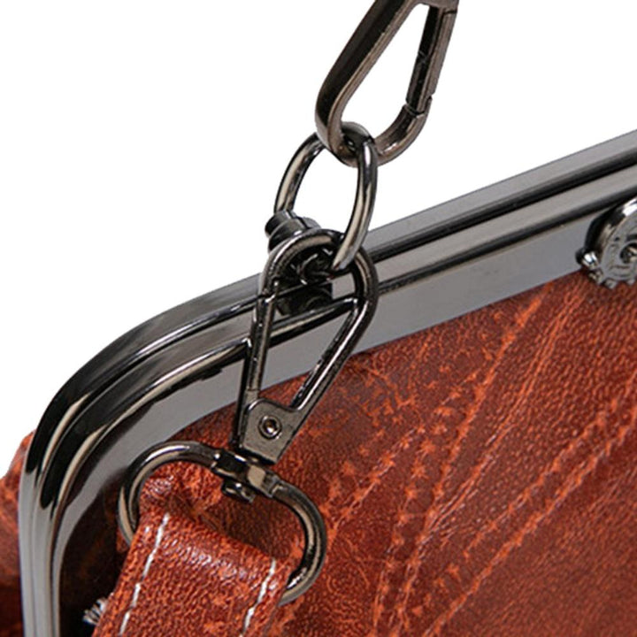 Sac à Épaule Femme en Cuir Vintage — Fermeture à Baiser Rétro