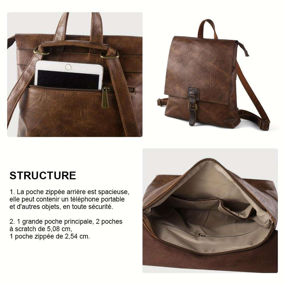 Sac à Dos Femme en Cuir Rétro Multifonctionnel — Harper | Polyvalence