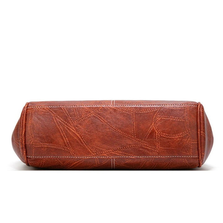 Sac à Épaule Femme en Cuir Vintage — Fermeture à Baiser Rétro