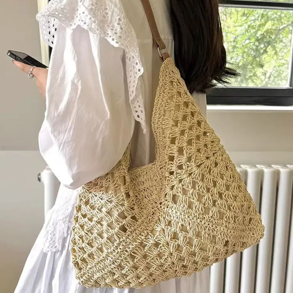 Sac à Épaule Femme en Paille — Yuna | Sac Plage Tendance