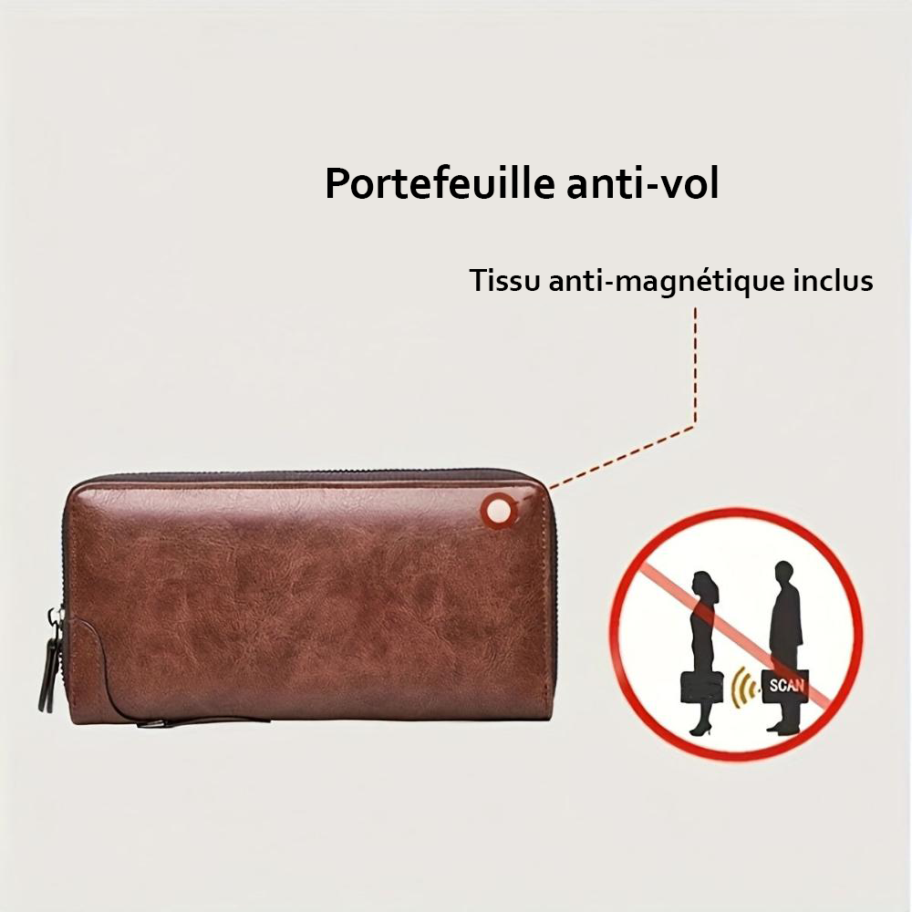 Portefeuille Homme en Cuir RFID Zippé — Holden | Sécurité & Style