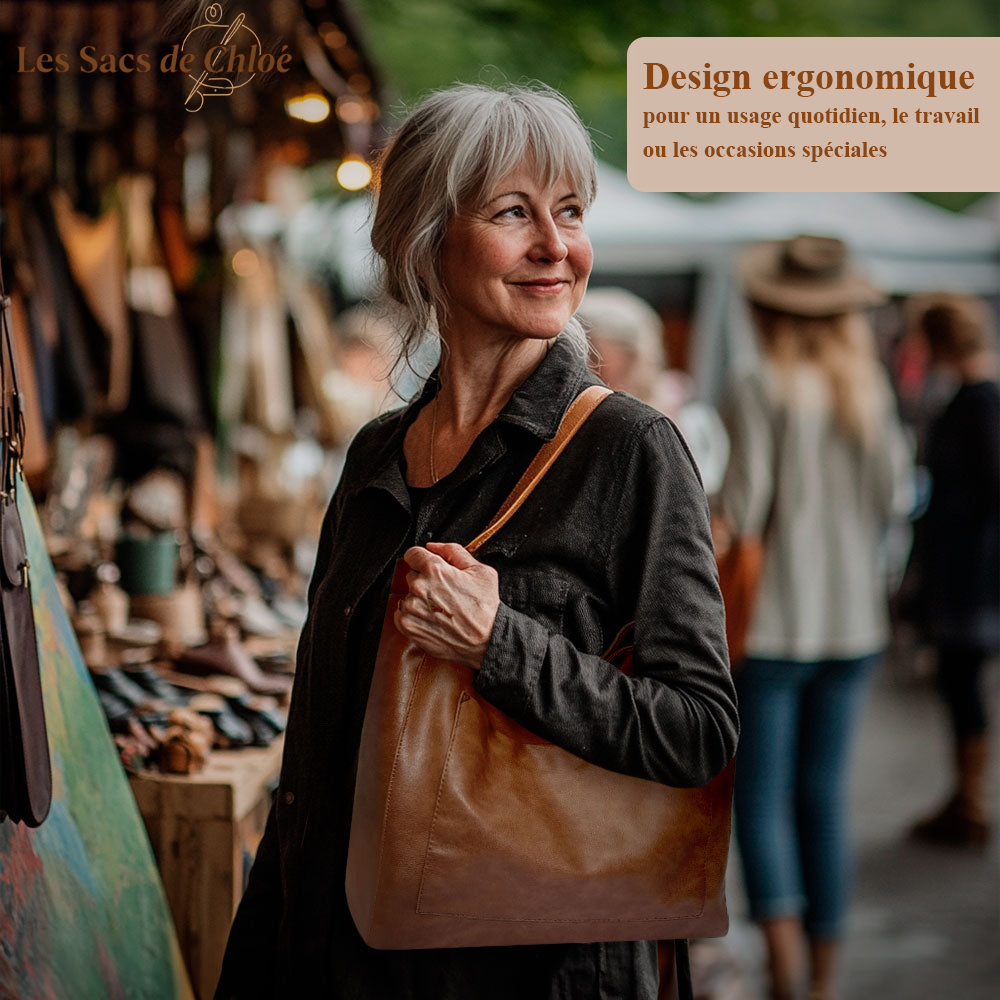 Sac à Épaule Femme en Cuir Vintage — Aurora | Charme Étoilé