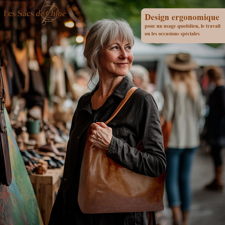 Sac à Épaule Femme en Cuir Vintage — Aurora | Charme Étoilé