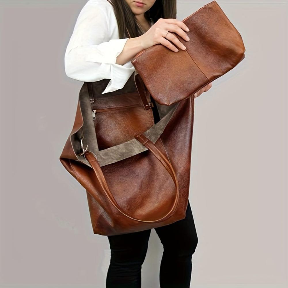 Sac Cabas Femme en Cuir Grande Capacité — Renee | Douceur Rétro