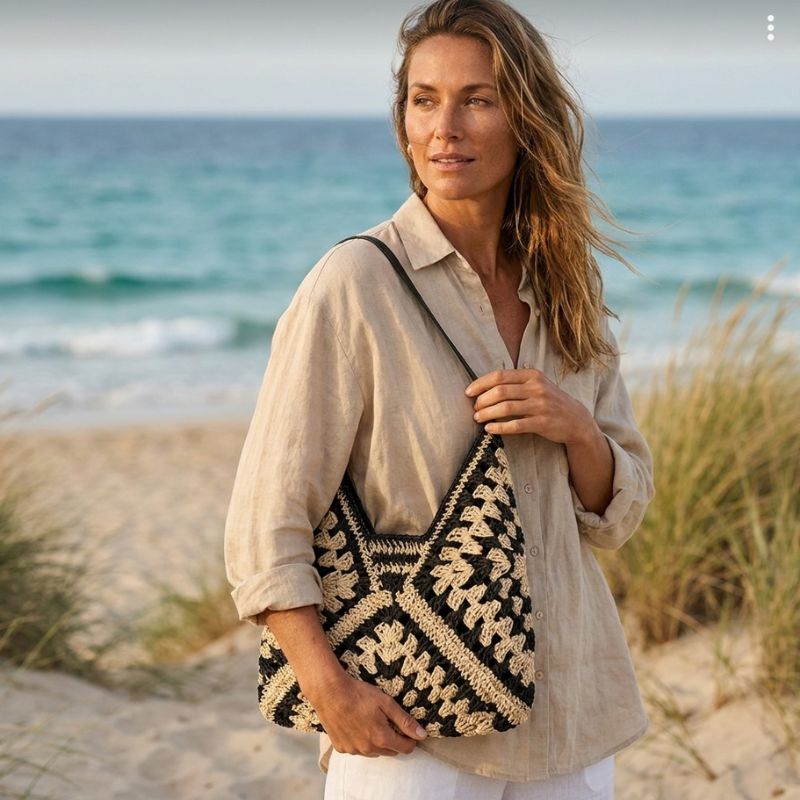 Sac à Épaule Femme en Paille — Yuna | Sac Plage Tendance