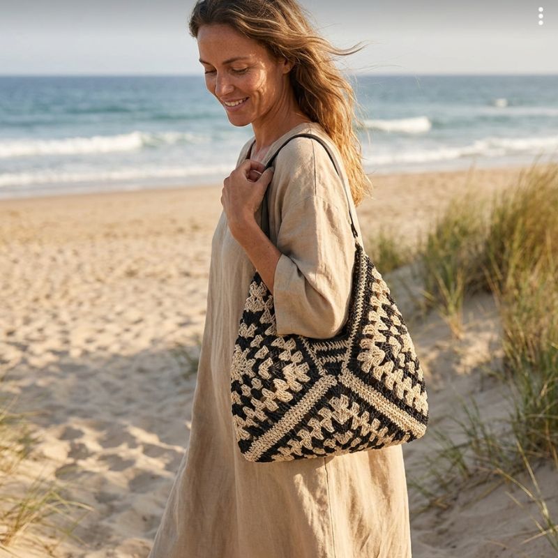 Sac à Épaule Femme en Paille — Yuna | Sac Plage Tendance