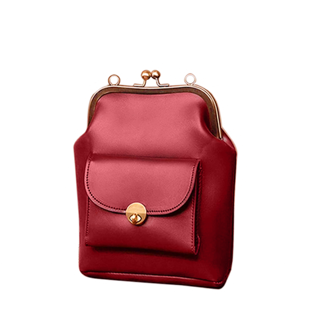 Sac à Main Femme en Cuir Vintage — Fermeture Bouchon Rétro Chic