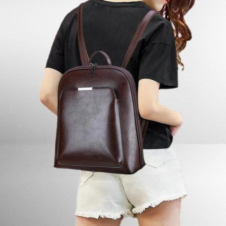 Sac à Dos Femme en Cuir Vegan — Classique avec Double Fermeture Éclair