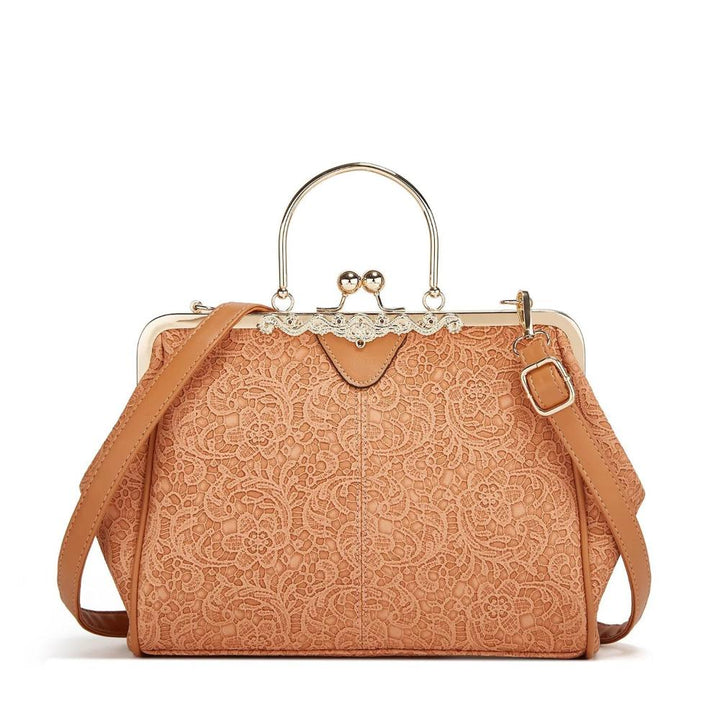 Sac à Épaule Femme en Cuir Vintage — Fermeture à Baiser Rétro