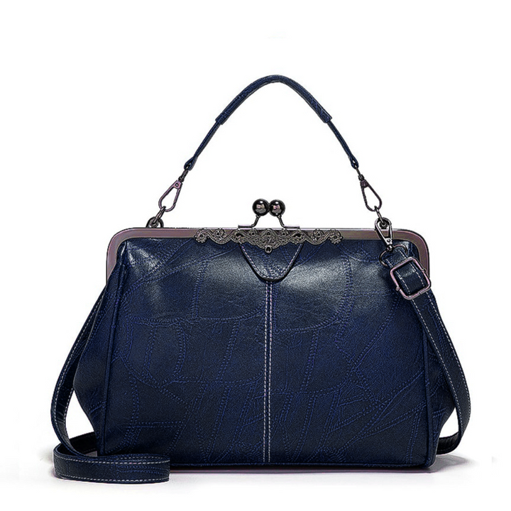 Sac à Épaule Femme en Cuir Vintage — Fermeture à Baiser Rétro