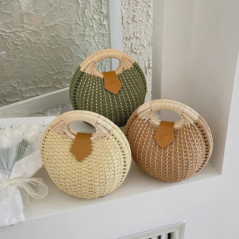 Panier Femme Tressé à la Main — Artémis | Sac Plage Naturel