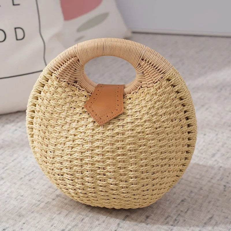 Panier Femme Tressé à la Main — Artémis | Sac Plage Naturel