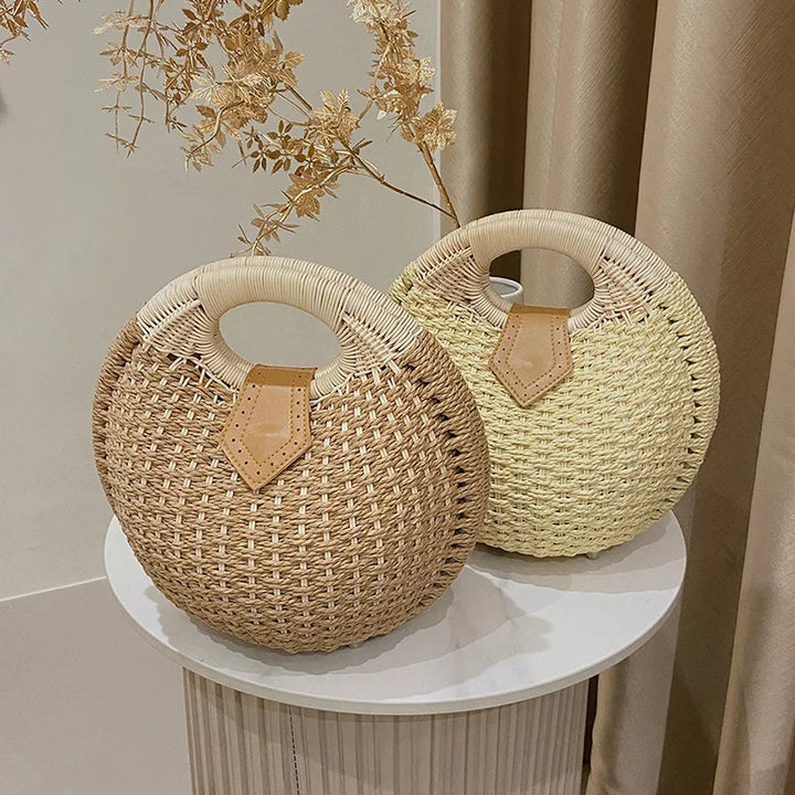 Panier Femme Tressé à la Main — Artémis | Sac Plage Naturel
