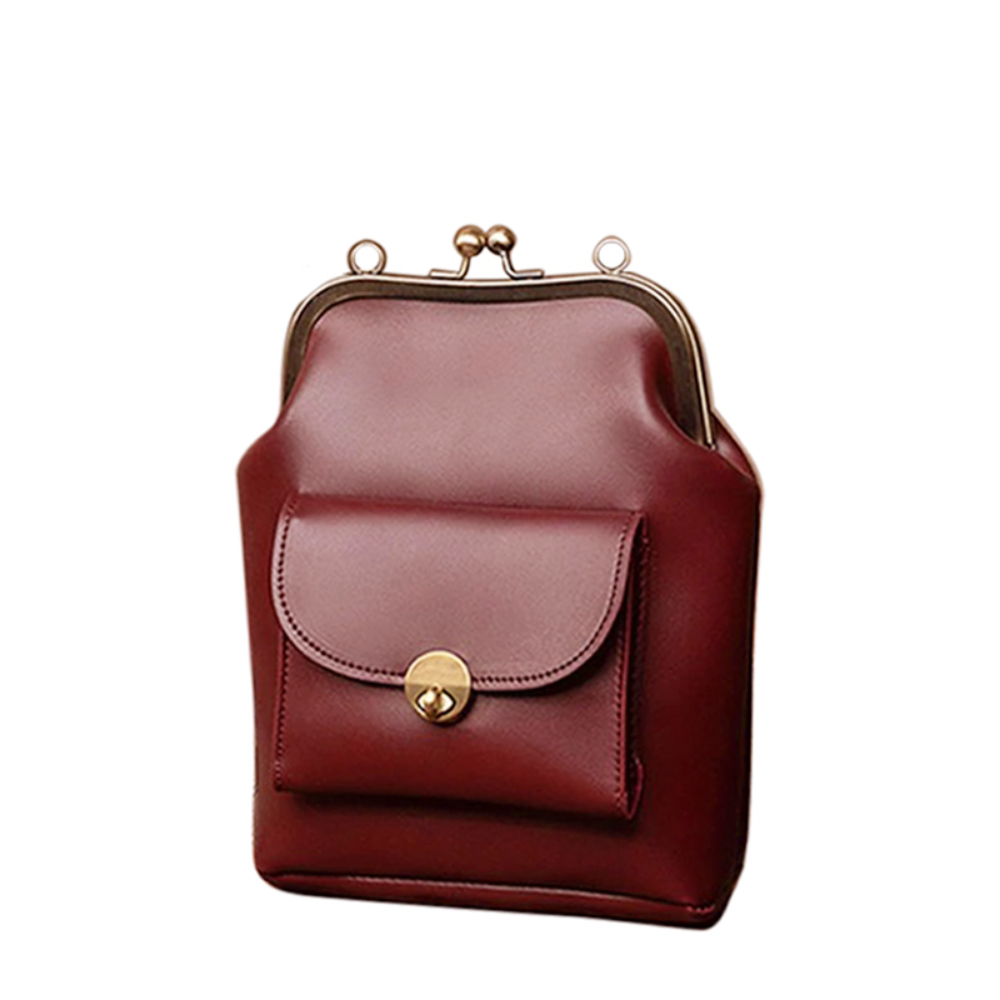 Sac à Main Femme en Cuir Vintage — Fermeture Bouchon Rétro Chic
