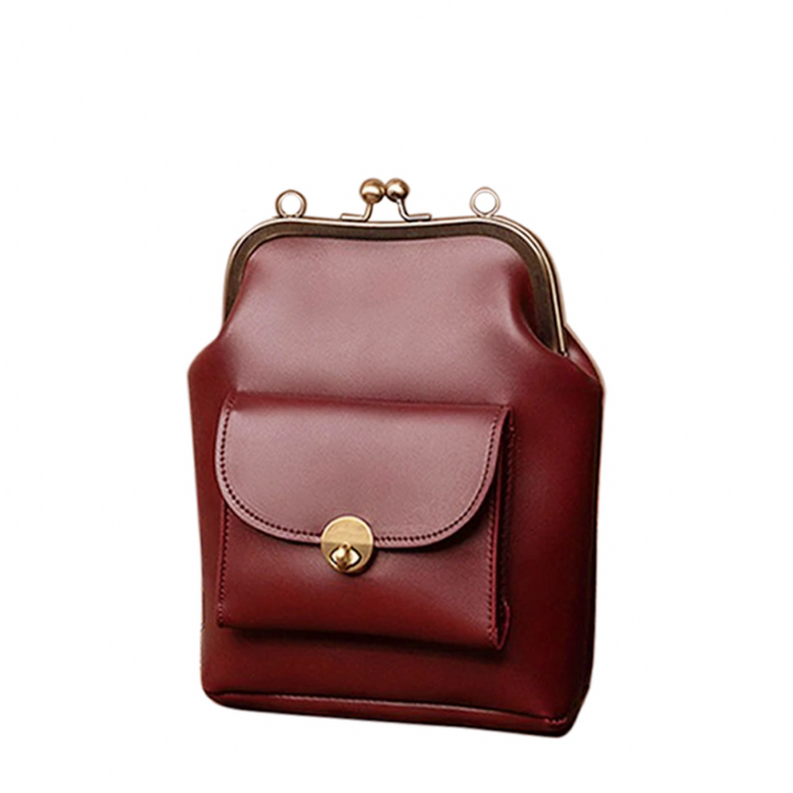 Sac à Main Femme en Cuir Vintage — Fermeture Bouchon Rétro Chic