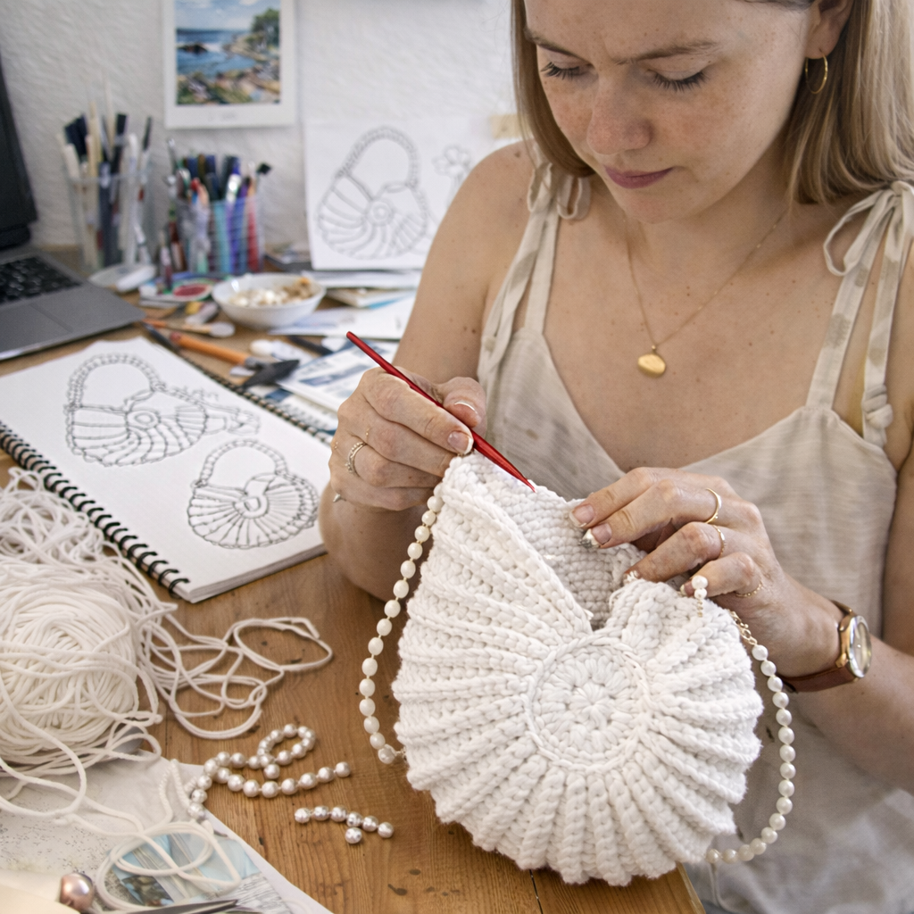 Sac Pochette Femme au Crochet Coquillage — Aphrodite | Plage Bohème