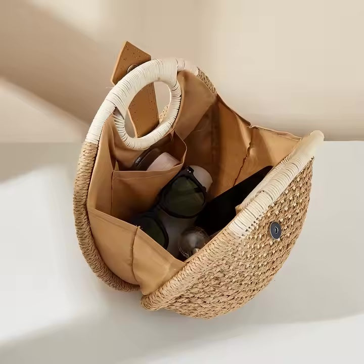 Panier Femme Tressé à la Main — Artémis | Sac Plage Naturel