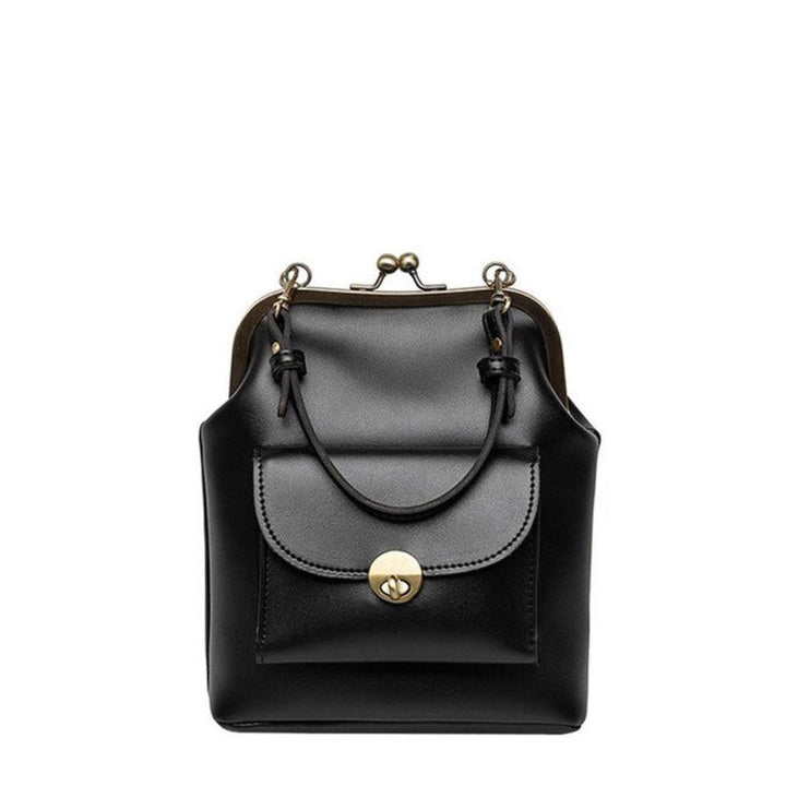 Sac à Main Femme en Cuir Vintage — Fermeture Bouchon Rétro Chic